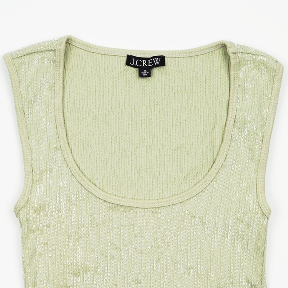 JCREW Size XS Vintage Rib Sequin-Embellished Tank Top in Muted Fern $69 CD115 - Picture 3 of 4